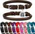 BRONZEDOG Coffee Brown Rolled Leather Dog Collar with QR ID Tag for Small Medium Large Dogs (L: 16-18 Inch)