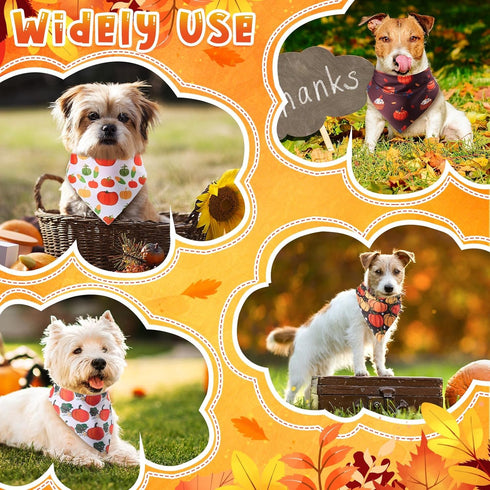 120 30 Sanwuta Pcs Thanksgiving Fall Bandanas for Dogs Bulk Pumpkin Maple Leaf Triangle Dog Bandana Autumn Washable Pet