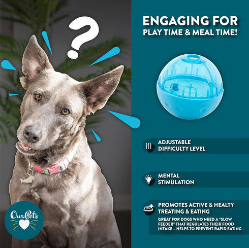4" Our Pets Smarter Toys IQ Treat Ball - Colors Mary Vary - - for Larger Dogs