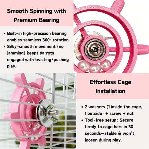 Generic Parrot-Toys Interactive Spinner Bird-Toys for Parakeet-Cockatiel Budgie Bird Cage Accessories Relieves Boredom