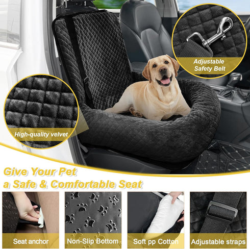 Dog Car Seat for Small Medium Dogs,Detachable Washable Travel Safety Pet Booster Seat, Comfy Ultra Soft