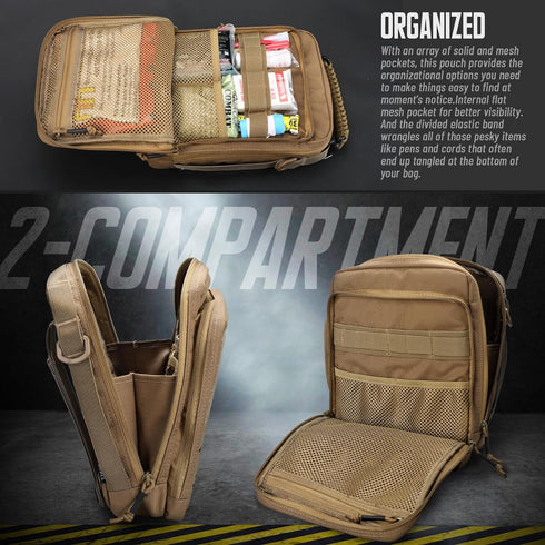 WYNEX Tactical Molle Admin Pouch, Large Capacity Utility EDC Pouch Organizer with Medical EMT Attachment
