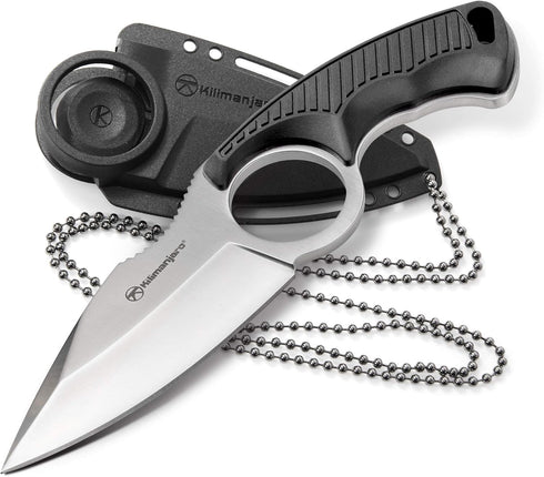 Kilimanjaro 910106 Men's Stretta Tactical Neck Knife, 6.4-inch Overall Length, 3.2-inch Blade, Formed Sheath