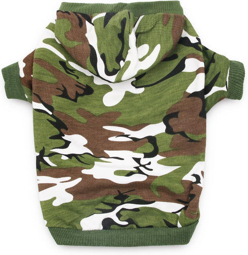 DroolingDog XS Dog Shirts, Camo Hoodie & T-Shirt for Small Dogs, XS, Green