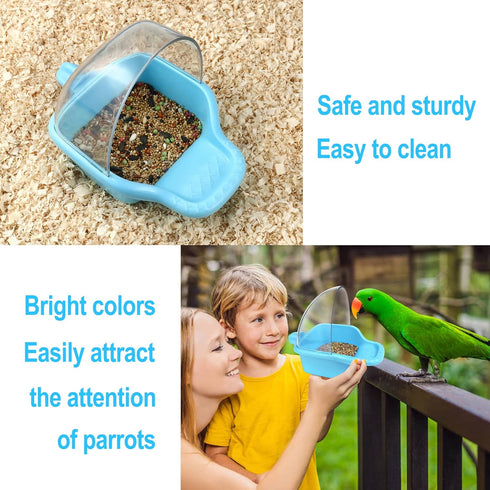 Bird Bath Box Hanging Birdbath Toy Parakeet Caged Bathing Tubs Parrot Bath Tub Water Shower Food Feeder Holder Tray