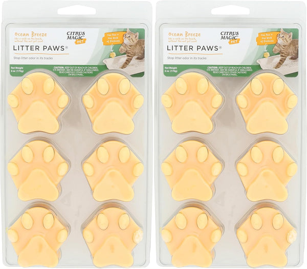 Citrus Magic Pet Odor Control Paws for Litter, Ocean Breeze, 6-Count, Pack