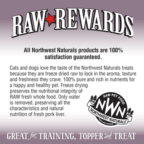 Northwest Naturals Raw Rewards Freeze-Dried Pork Liver Treats for Dogs and Cats, Healthy, 3 Oz