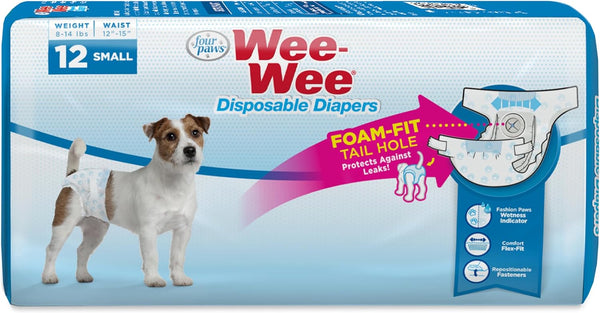Four Paws Wee-Wee Super Absorbent Disposable Adjustable Dog Potty Training Diapers, Leak-Proof