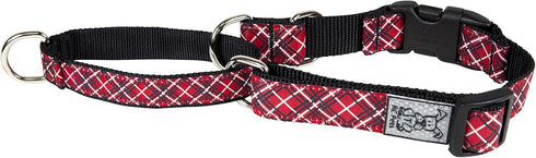 RC Pets Easy Clip Web Martingale Training Dog Collar - X-Small, Red Tartan, 3/4 Inch