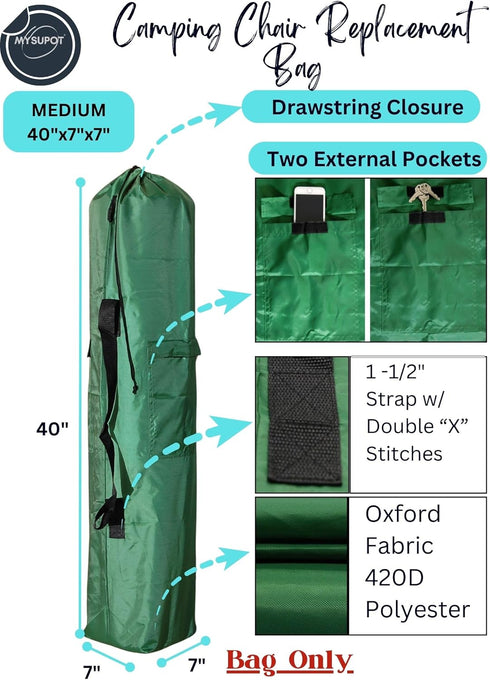 40"x7"x7" Hammock, 420D (Green, M) Replacement Bag for Folding Camping Chair, Camp Chairs, Yoga Mat, Beach Chair