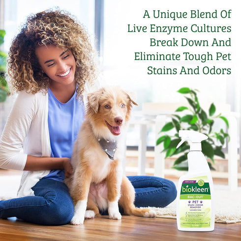 Biokleen Bac-Out Pet Urine Odor Eliminator - 32 Ounce Spray 2 Pack, Natural Enzymatic Stain & Odor Remover