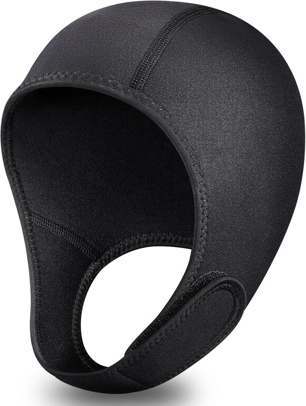 TOBWOLF Diving Hood, 2.5mm Neoprene Dive Cap, Stretchable with Chin Strap, Thermal Wetsuit Hood for Water Sports,