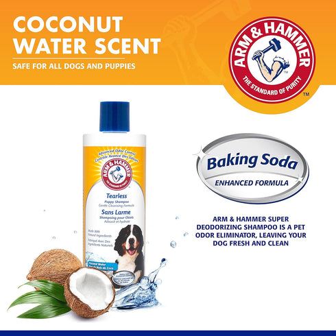 Arm & Hammer Tearless Puppy Shampoo, Gently Cleans & Deodorizes with Fresh Coconut Water Scent, 16 oz