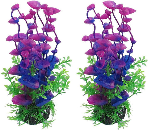 CNZ Purple/Green Aquarium Plastic Artificial Plants 8-inch Tall, 2-Pack by CNZ
