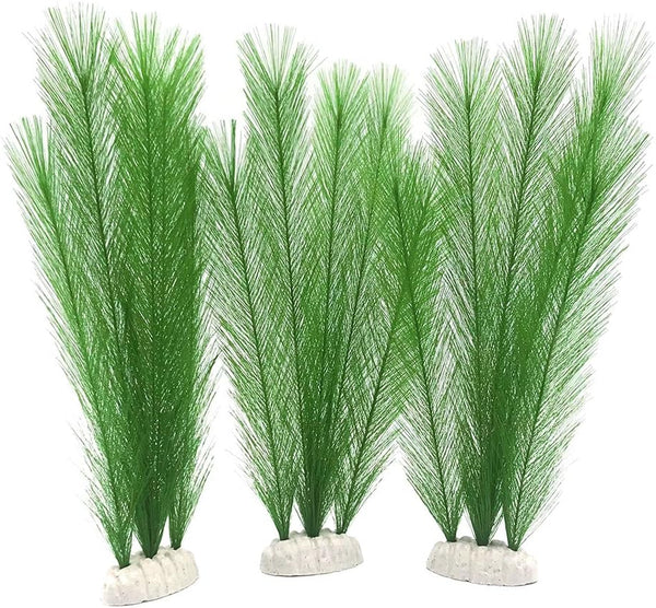 BEGONDIS 3Pcs Aquarium Decorations, Artificial Green Water Plants for Fish Tank, Silk Fabrics Plastic