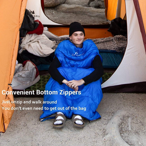 Sportneer Wearable Sleeping Bag - Adults & Kids with Arm Zipper Holes, Waterproof for Camping and Hiking