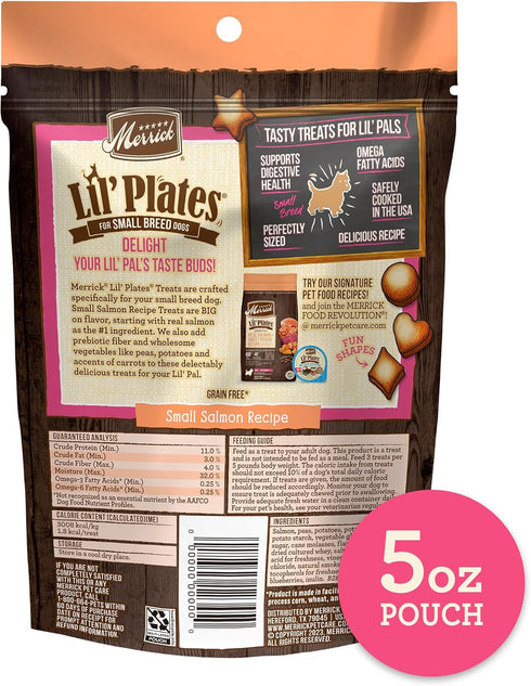 Merrick Lil’ Plates Grain Free Small Dog Treats, Natural Salmon Recipe, 5 oz Pouch
