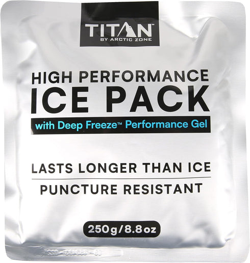 Titan by Arctic Zone Pack 10-Piece Set Frozen 8 High Performance Ice Combo, with Deep Freeze Gel, Multiple Sizes, Stays