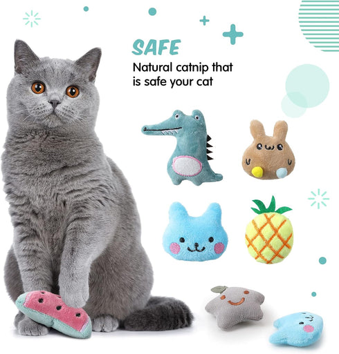 Gejoy 20 Pieces Catnip Toys for Indoor Cat Plush Kitten Cat Chew Toys Catnip Kitten Entertaining Interactive