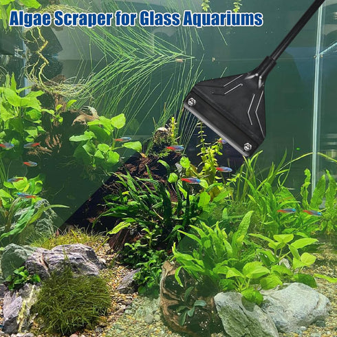 EQUIJUANCE 10 (25.6inch) Algae Scraper for Glass Aquariums - Adjustable Long Handle & Interchangeable Blades Aquarium