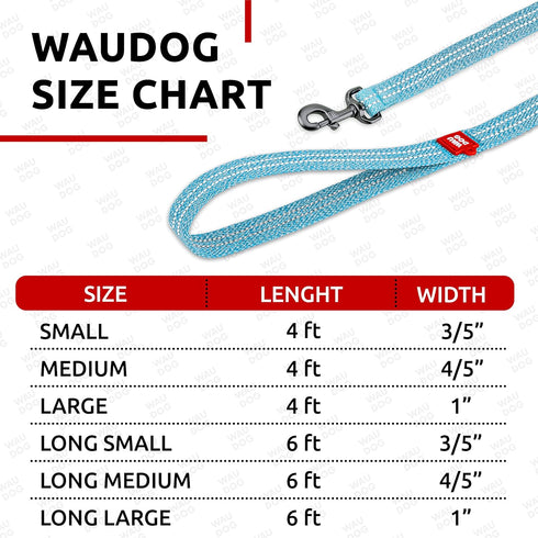WAUDOG Recycled Cotton Dog Leash, 6 Ft / 10 Ft Eco-Friendly, Reflective for Medium and Large Dogs, Strong Leash for