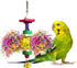 SunGrow Parakeet Toy - Brightly Colored Hanging Toy Made of Rattan, Wood, and Shredded Paper for Small Parrots