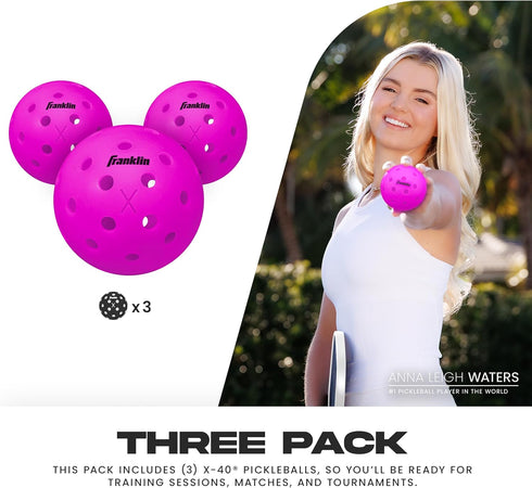 X-40 Franklin Sports Outdoor Pickleballs - Official Ball of USA Pickleball, APP Tour + US Open - Regulation Size
