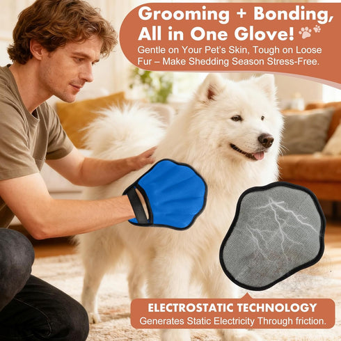 Palirs Pet Hair Removal Glove, Electrostatic Pet Hair Remover Glove for Cats & Dogs, Hair Remover Tools for Couch