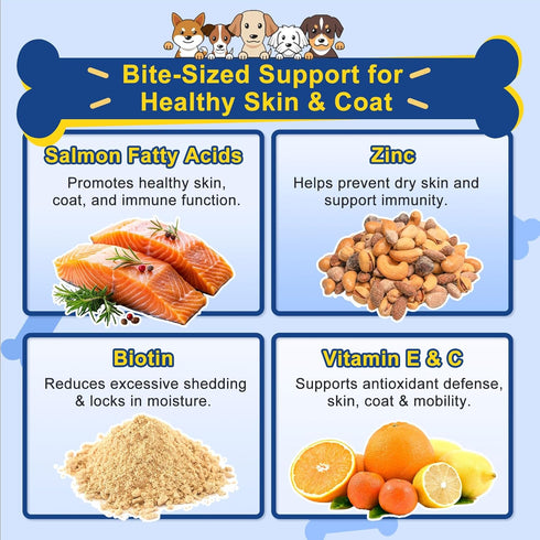 3 3 6 9 120ct Omega for Dogs, Salmon Fish Oil for Dogs Skin and Coat Chew with Omega (EPA+DHA), ZINC, BIOTIN