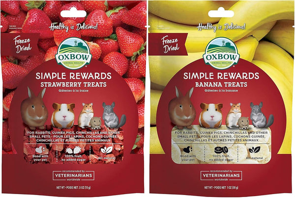 Oxbow 2 Flavor Bundle of Simple Rewards Small Pet Treats, Strawberry and Banana