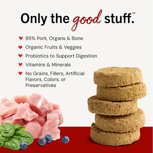 14 oz Stella & Chewy's Freeze-Dried Raw Dinner Patties - Purely Pork Recipe - High Protein Grain-Free Puppy & Dog Food