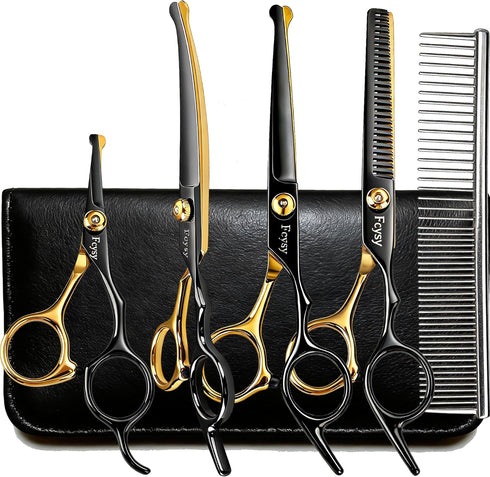Dog Grooming Scissors Kit, Fcysy Professional Pet Shears for Cats at Home,