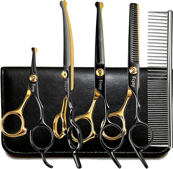Dog Grooming Scissors Kit, Fcysy Professional Pet Shears for Cats at Home,