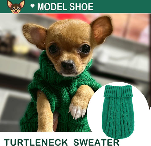 Small Dog Sweater 2 Pieces Dog Sweaters for Small Dogs, Dog Clothes for Small Dogs, Pet Cat Sweater Cold Weather Puppy Clothes Outfits (Small)