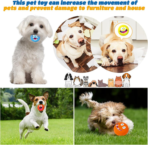 12 Hungdao Pcs Squeaky Dog Toys Latex Rubber Squeaky Ball Smile Face Emoticon Dog Toys Chewing Interactive Ball Bulk