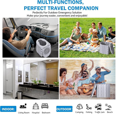 FENNIDICE 14.5'' Portable Toilet for Camping with Pop-Up Privacy Tent, Portable Potty for Adults, Ultralight Foldable