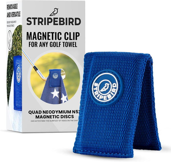 Stripebird Magnetic Clip for Any Towel, Highest Strength Magnet for Golf Towels, Removable Magnetic Towel Clip