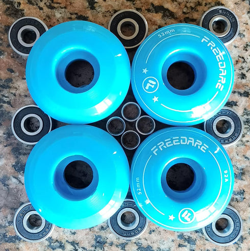 FREEDARE Skateboard Wheels 52mm and Bearings, 92A Street Wheels for Skateboards Tricks