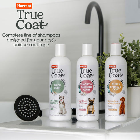 New! Hartz True Coat Thick Coat Dog Shampoo, Desheds & Softens with Oat Milk, Coconut Oil & Aloe