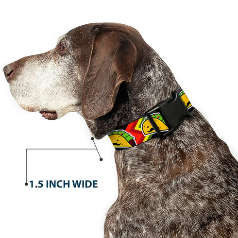 Buckle-Down Plastic Clip Collar - Taco Man - 1" Wide, Fits 11-17" Neck - Medium