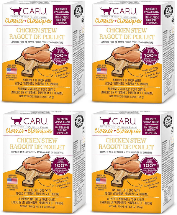 Caru - Classics Chicken Stew for Cats, Healthy Functional Wet Cat Food, 5.5 oz Cartons (Pack of 4)