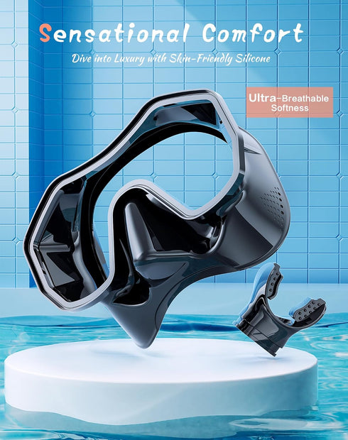 Snorkeling Gear for Adults - Dry-Top Snorkel Set with 180° Panoramic Wide View Diving Mask