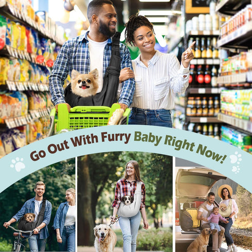 Pawaboo Dog Sling Carrier for Small Dogs, Reversible Hands Free Carrier Sling with Adjustable Strap and Safety Leash