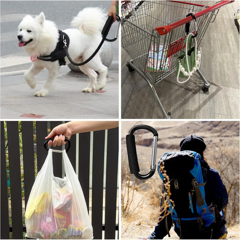 XIECHANEE Large Aluminum Carabiner, Heavy-Duty Stroller Hooks for Hanging Bags and Shopping Durable Multi-Purpose