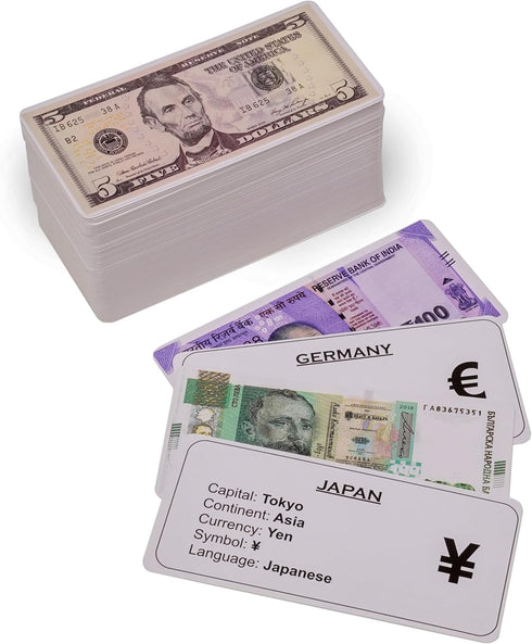 Country 195 195 390 Country World Flags Flash Cards for Kids, Currency Flash Cards, + = Educational Geography Games