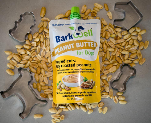 8oz 100% BarkWell Peanut Butter Squeeze - Pouch All-Natural Dog Peanut Butter, Sourced and Made in The USA Grain Free