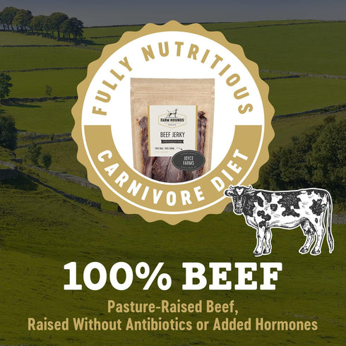 100% 3.5 oz 1 Pack Farm Hounds - Beef Jerky - Premium Natural Jerky for Dogs - Made from Humanely Raised Cattle