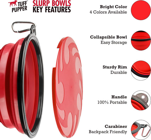 Tuff Pupper SuperBigSlurp - Collapsible Dog Bowls | Convenient Dog Travel Bowls w/Storage Lid | Keeps Pups Hydrated and Full | Portable Dog Water Bowls & Large Travel Bowls for Pets | Patent Pending