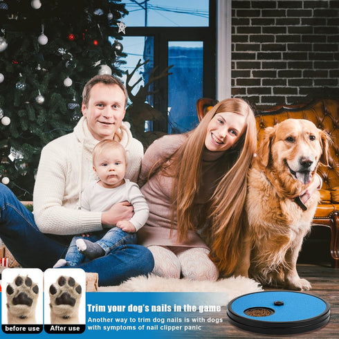 NQEUEPN 3 1 Dog Scratch Pad for Nails, in Round Rotatable Pet Grinding Mat, Slow Food Storage Box, Fun File Board
