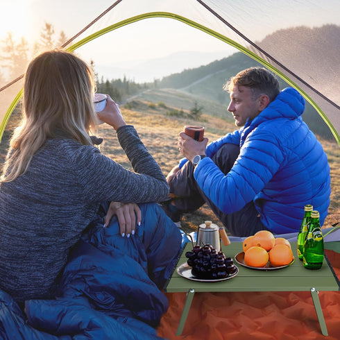 Small Folding Camping Table, Ultralight Portable Mini Beach Table with Carry Bag, Compact Low Side Picnic Tables